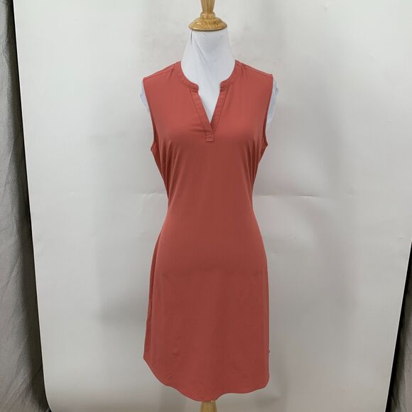 Eddie Bauer Shift Mini Dress Womens S Small Pink Notch Collar Sleeveless Jersey - Picture 2 of 14